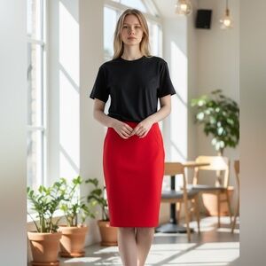 New MELANIE LYNE Elegant Red Pencil Skirt Size 2
